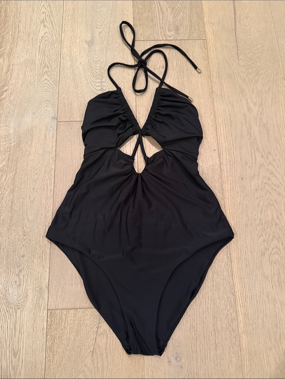 self-portrait Black Cut Out Halter Neck One-Piece Swimsuit